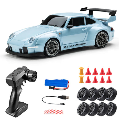 Porsche RC Drift 4WD a Control Remoto con Luces LED y Accesorios