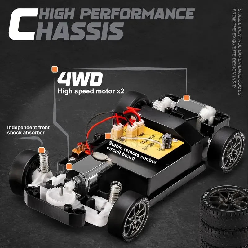 Porsche RC Drift 4WD a Control Remoto con Luces LED y Accesorios